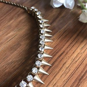 Gold rhinestone spiked necklace
